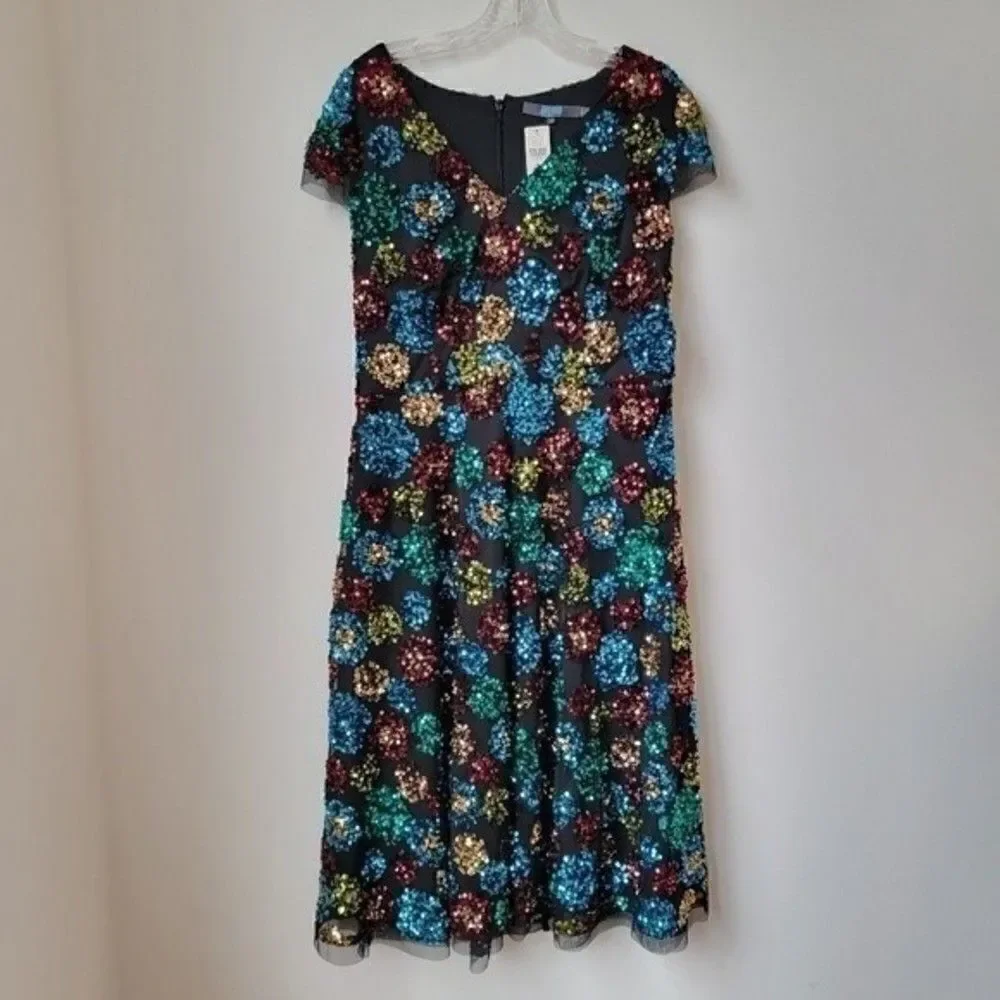 NWT Anthropologie Eva Franco Multicolor Sequined Holiday Party Midi Dress - Picture 5 of 16